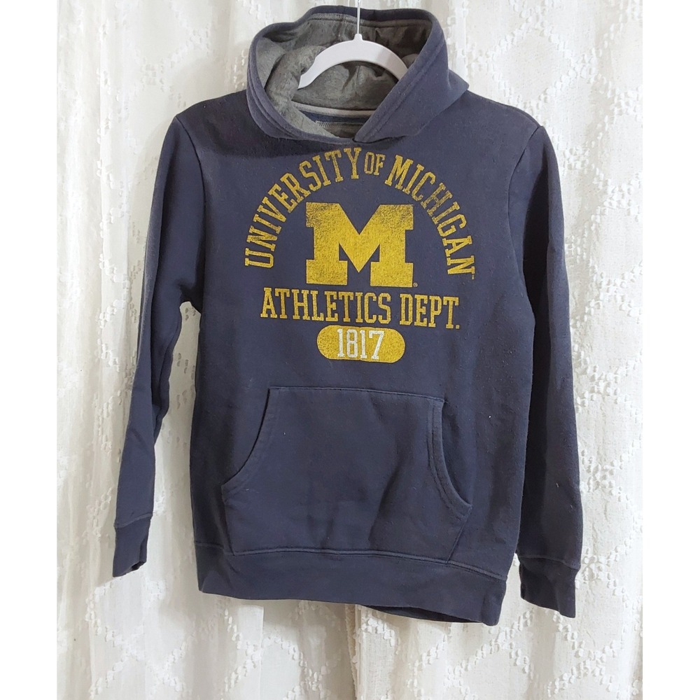University of Michigan Athletics Dept Navy Blue Pullover Hoodie Kids Size Large
